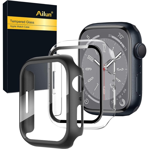 Ailun Apple Watch 9 Bumper Klf(2 Adet)(45mm)-Black Transparent