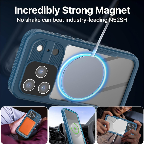AlCase Apple iPhone 17 Pro Su Geirmez MagSafe Klf -Blue