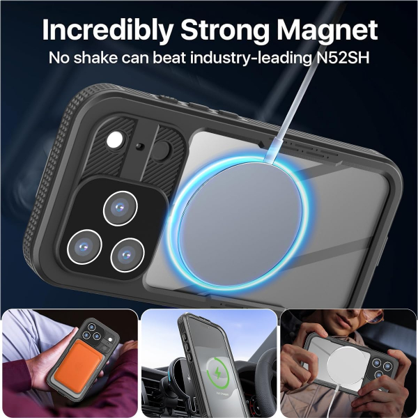 AlCase Apple iPhone 17 Pro Su Geirmez MagSafe Klf -Black