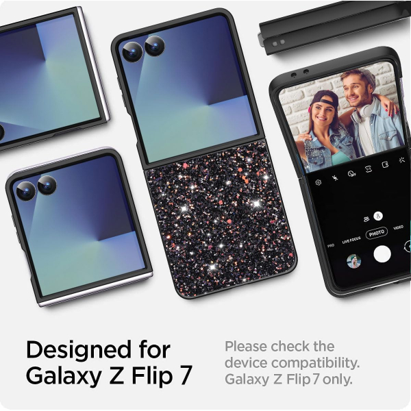 AlCase Samsung Galaxy Z Flip 7 Parltl Klf-Black Glitter
