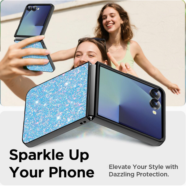 AlCase Samsung Galaxy Z Flip 7 Parltl Klf-Blue Glitter