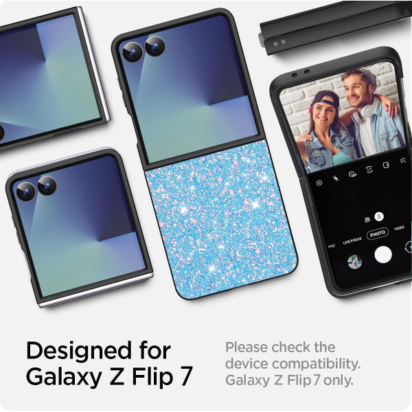 AlCase Samsung Galaxy Z Flip 7 Parltl Klf-Blue Glitter