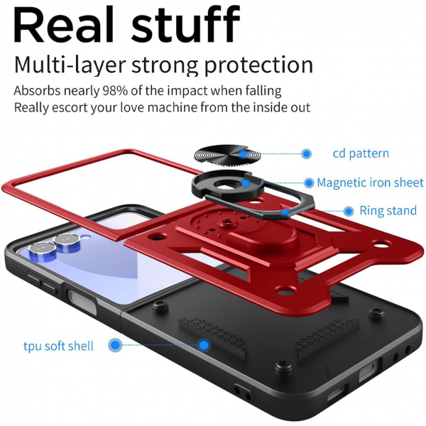 AlCase Samsung Galaxy Z Flip 7 Kickstandl Klf-Red