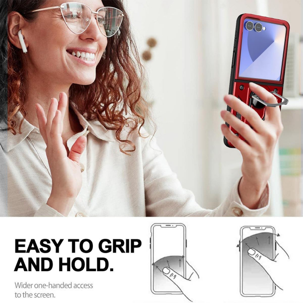 AlCase Samsung Galaxy Z Flip 7 Kickstandl Klf-Red