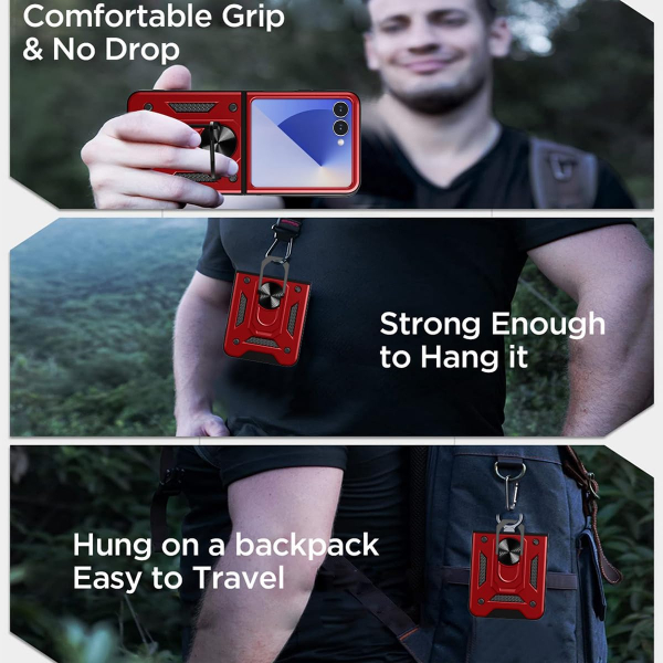 AlCase Samsung Galaxy Z Flip 7 Kickstandl Klf-Red
