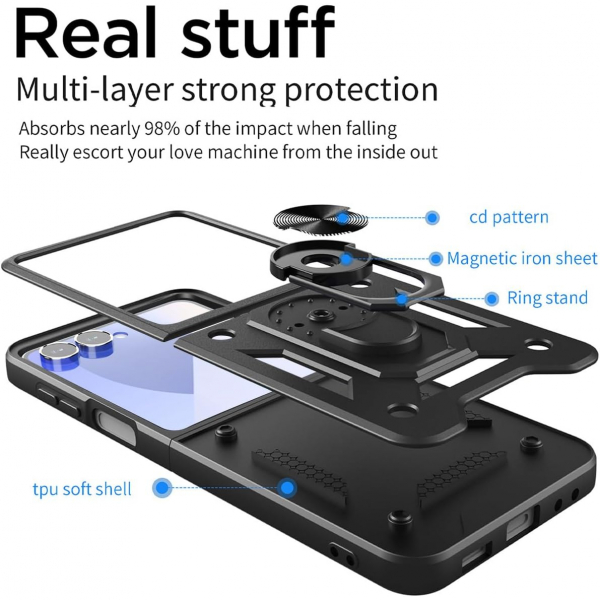 AlCase Samsung Galaxy Z Flip 7 Kickstandl Klf-Black