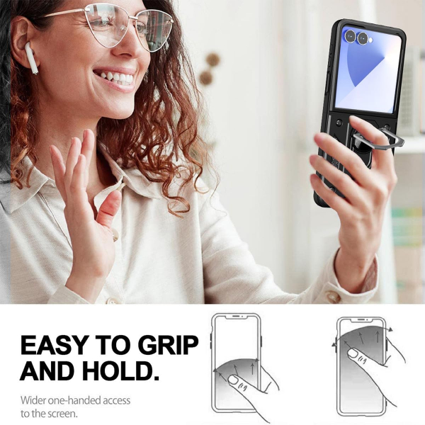 AlCase Samsung Galaxy Z Flip 7 Kickstandl Klf-Black