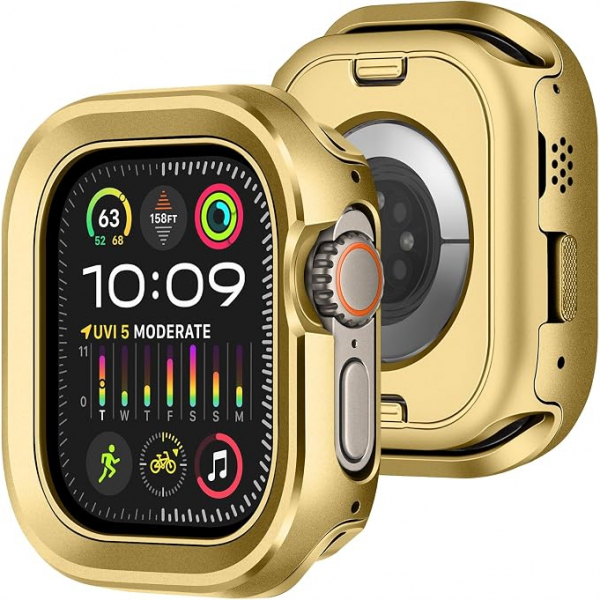 Amizee Apple Watch Ultra 4 Bumper K�l�f-Gold