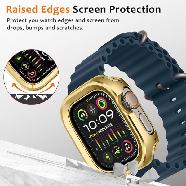 Amizee Apple Watch Ultra 4 Bumper K�l�f-Gold