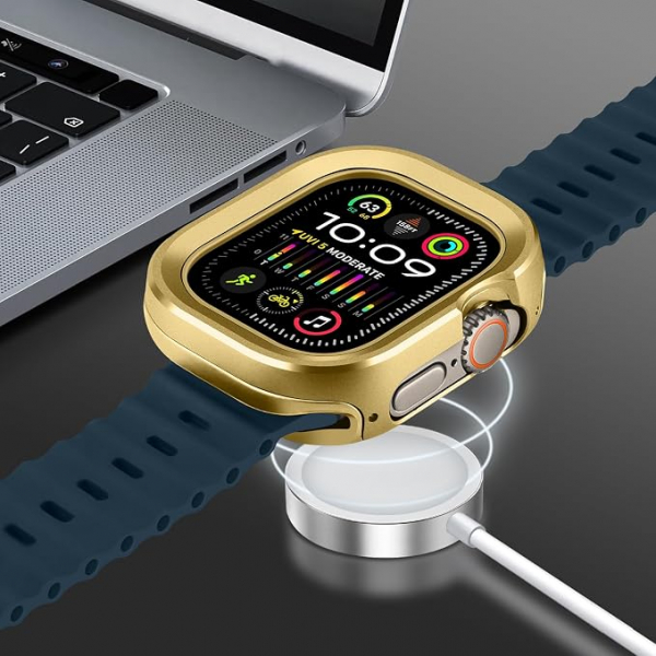 Amizee Apple Watch Ultra 4 Bumper K�l�f-Gold