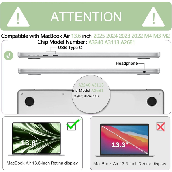 Anban MacBook Air M4/M3 Uyumlu Klf (13 in)-Green