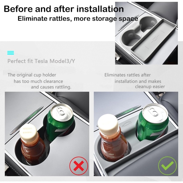 Annymall Tesla Model 3/Y Uyumlu Silikon Bardak Tutucu