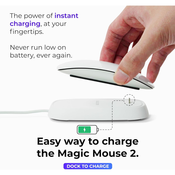 Ascrono Apple Magic Mouse 2 Uyumlu arj stasyonu-White