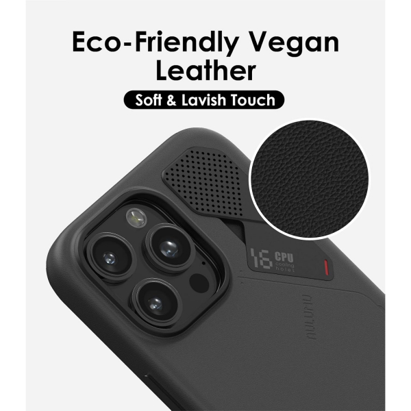Aulumu Apple iPhone 16 Pro Max Deri Klf -Black