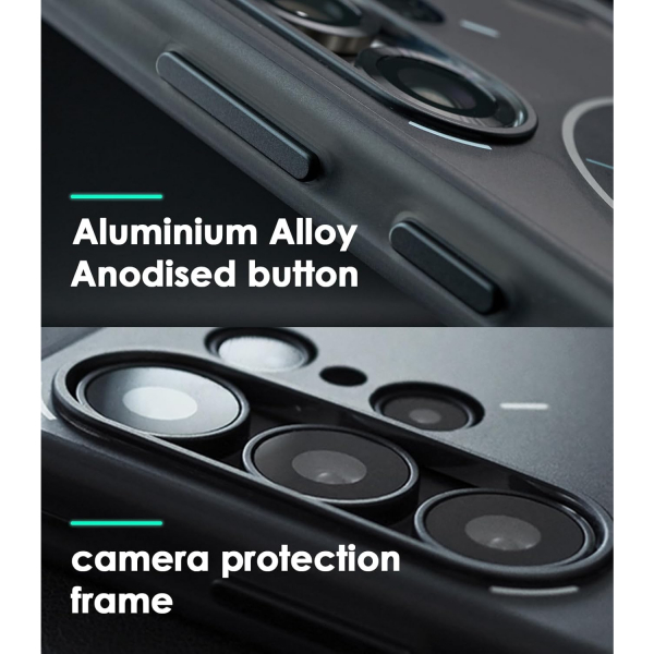 Aulumu Galaxy S25 Ultra Manyetik Klf -Translucent Gray
