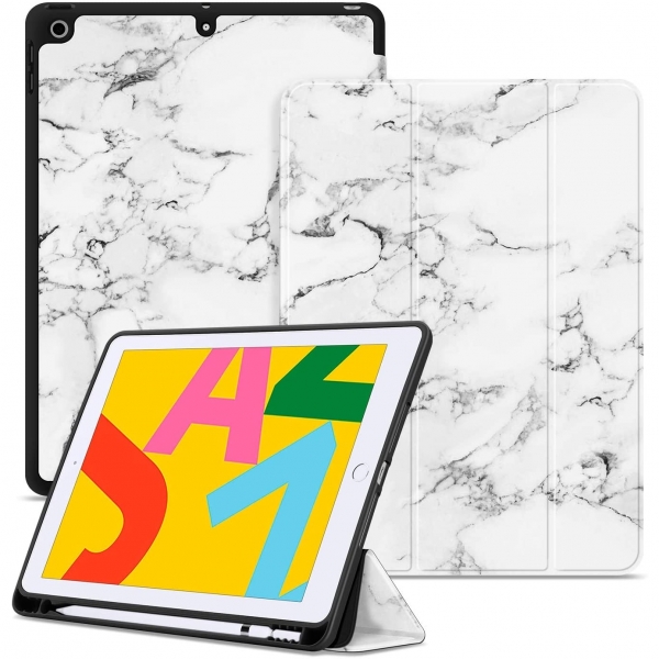 Ayotu iPad Kalem Blmeli Klf (10.2 in)(7.Nesil)-The Marble Pattern