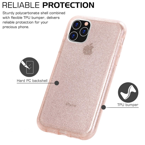 BAISRKE iPhone 11 Pro Simli Silikon Klf-Rose Gold