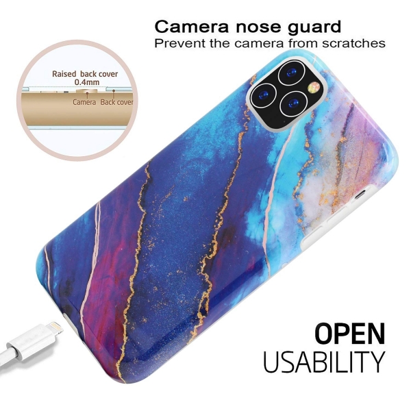 BAISRKE iPhone 11 Pro Mermer Desenli K�l�f-Blue