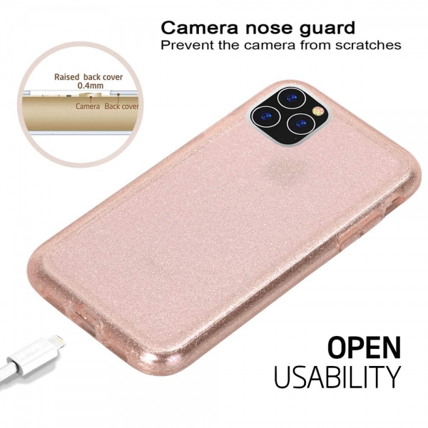 BAISRKE iPhone 11 Pro Max Silikon Simli Klf-Rose Gold