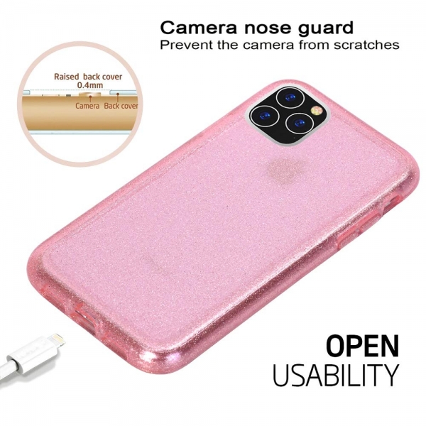 BAISRKE iPhone 11 Pro Max Silikon Simli Klf-Pink