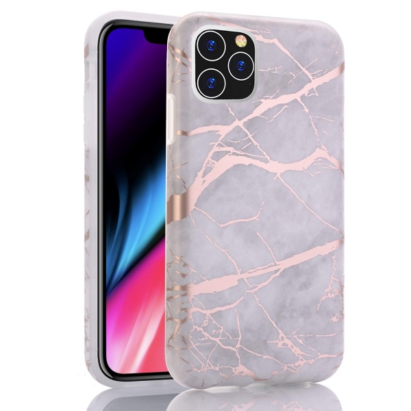 BAISRKE iPhone 11 Pro Max Mermer Desenli Klf-Gray