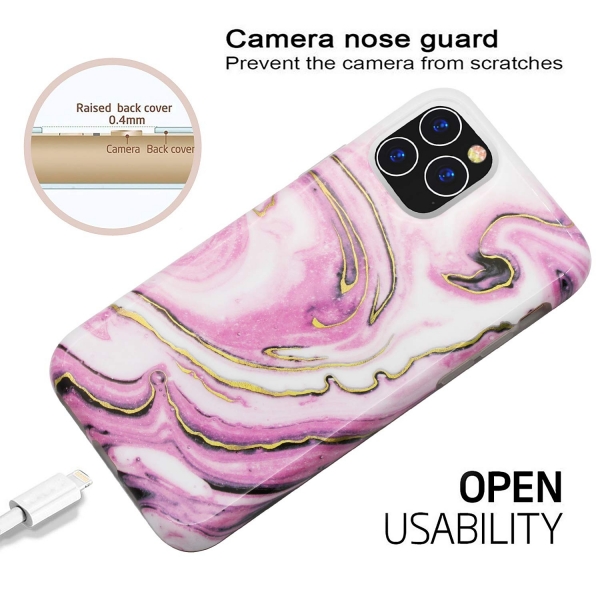BAISRKE iPhone 11 Pro Max Mermer Desenli K�l�f-Pink