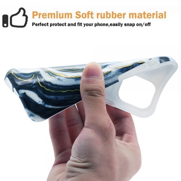 BAISRKE iPhone 11 Pro Max Mermer Desenli K�l�f-Blue