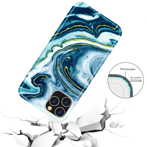 BAISRKE iPhone 11 Pro Mermer Desenli Klf-Blue