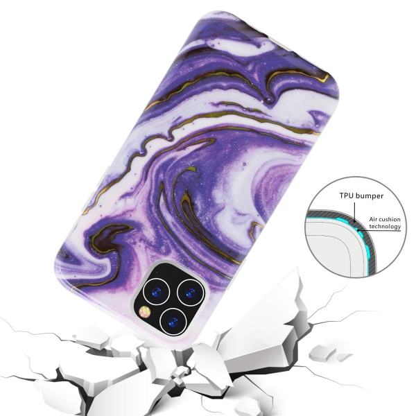 BAISRKE iPhone 11 Pro Mermer Desenli Klf-Purple