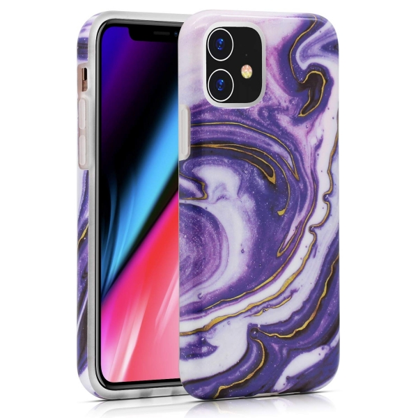 BAISRKE iPhone 11 Mermer Desenli Klf-Purple