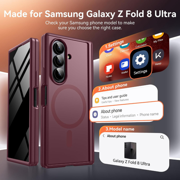 BERFY Galaxy Z Fold 8 Ultra MagSafe Filtreli K�l�f-Red