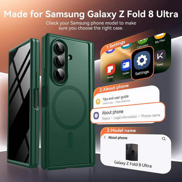 BERFY Galaxy Z Fold 8 Ultra MagSafe Filtreli K�l�f-Green