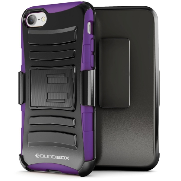 BUDDIBOX Apple iPhone 7 Kickstand Kemer Klipsli Klf-Purple