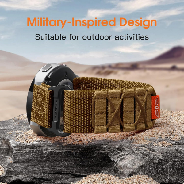 Bandleti Galaxy Watch Askeri Naylon Spor Kay�� 20mm (L)-Tan