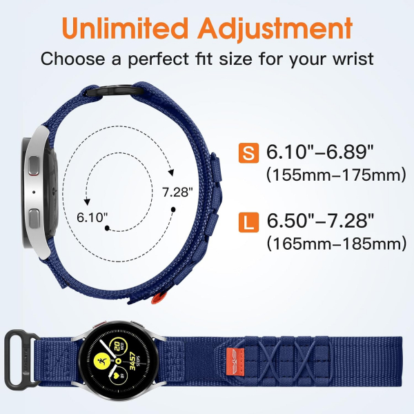 Bandleti Galaxy Watch Askeri Naylon Spor Kay�� 20mm (M)-Dark Blue