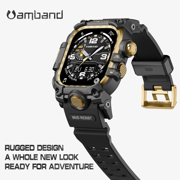 amBand Apple Watch 10 46mm Darbeye Dayankl Kay-Black Gold