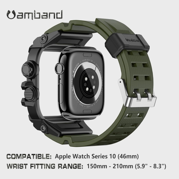 amBand Apple Watch 10 46mm Darbeye Dayankl Kay-Army Green