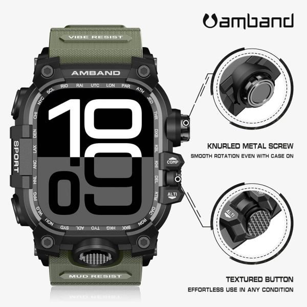 amBand Apple Watch 10 46mm Darbeye Dayankl Kay-Army Green