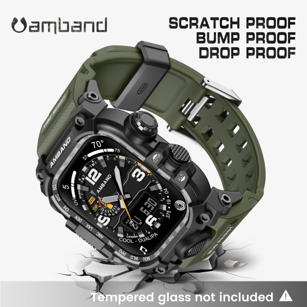 amBand Apple Watch 10 46mm Darbeye Dayankl Kay-Army Green