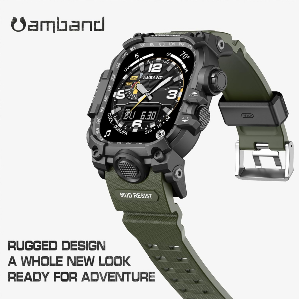 amBand Apple Watch 10 46mm Darbeye Dayankl Kay-Army Green