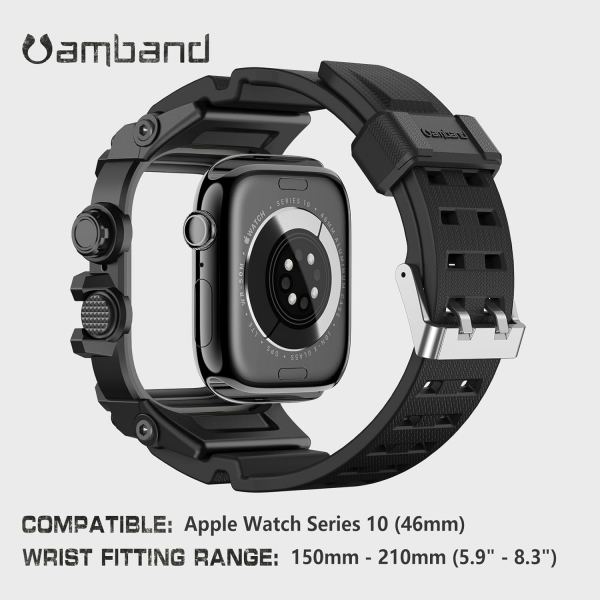 amBand Apple Watch 10 46mm Darbeye Dayankl Kay-Matte Black