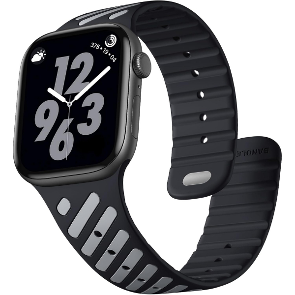 Bandletic Apple Watch Ultra 3 Manyetik Silikon Kay��-Black/Gray