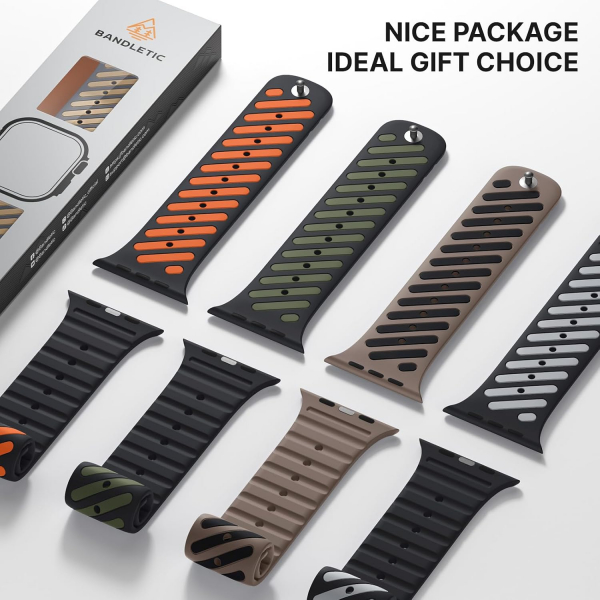 Bandletic Apple Watch Ultra 3 Manyetik Silikon Kay��-Black/Gray