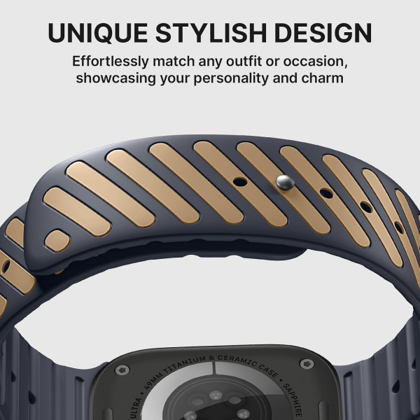 Bandletic Apple Watch Ultra 3 Manyetik Silikon Kay��-Anthracite Gray/Ochre