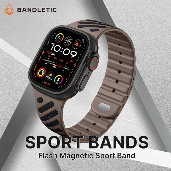 Bandletic Apple Watch Ultra 3 Manyetik Silikon Kay��-Brown/Black
