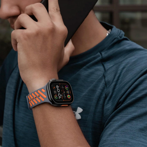 Bandletic Apple Watch Ultra 3 Manyetik Silikon Kay��-Space Grey/Orange