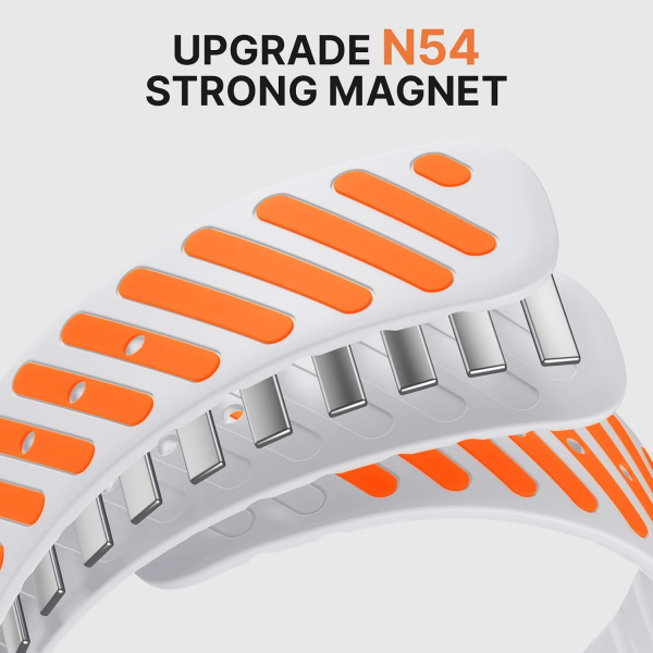 Bandletic Apple Watch Ultra 3 Manyetik Silikon Kay��-White/Glow Orange