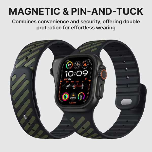 Bandletic Apple Watch Ultra 3 Manyetik Silikon Kay��-White/Grey