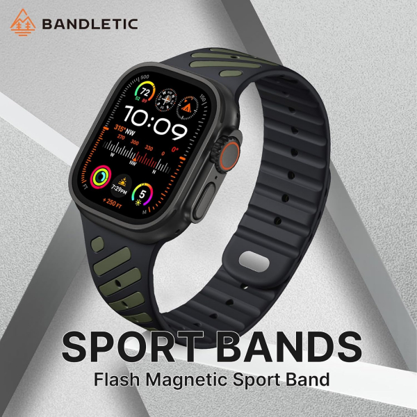 Bandletic Apple Watch Ultra 3 Manyetik Silikon Kay��-White/Grey