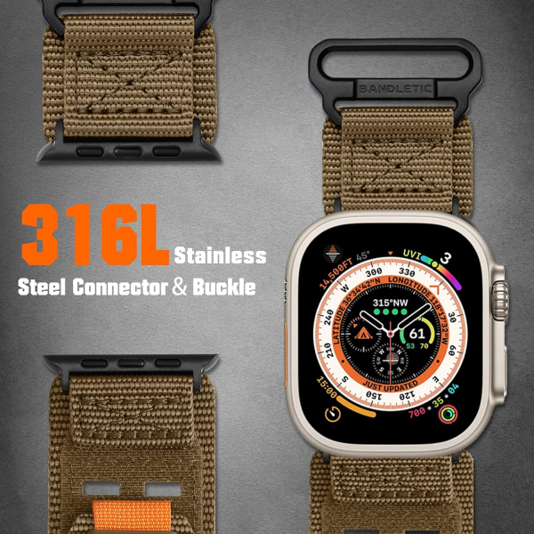 Bandletic Apple Watch Tactical Naylon Kay�� (Large)-Tan